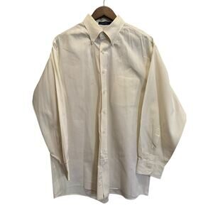 Mark Alexander Men's White Light Cream Button Down Dress Shirt Size 17-33